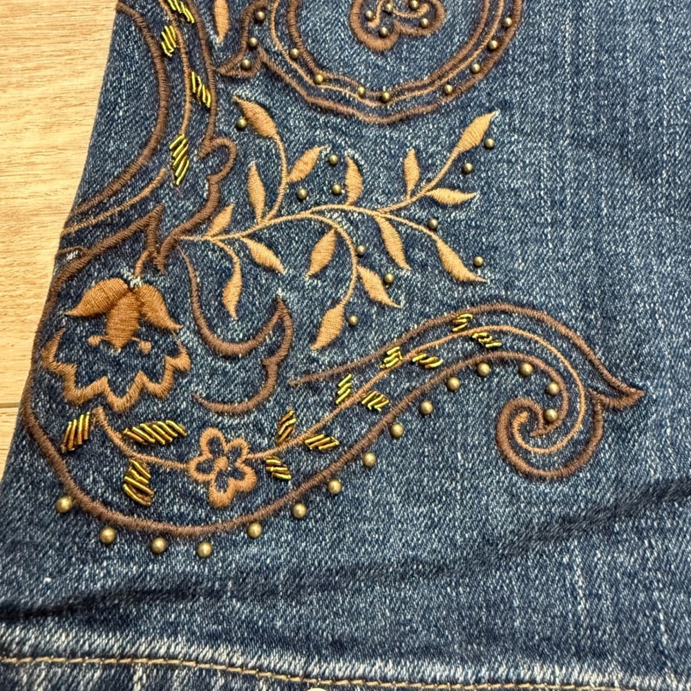 Lauren Ralph Lauren Embroidere Bootcut Blue Jeans Medium Wash Western Size 10 - Picture 8 of 14